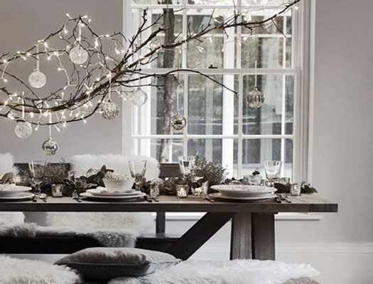 suspended branches Christmas decorations sustainable Christmas alternative